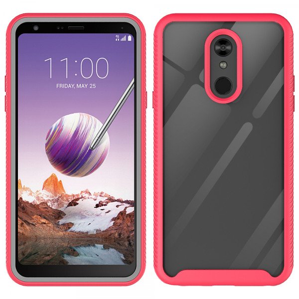 Wholesale LG Stylo 5 Clear Dual Defense Hybrid Case (Red)